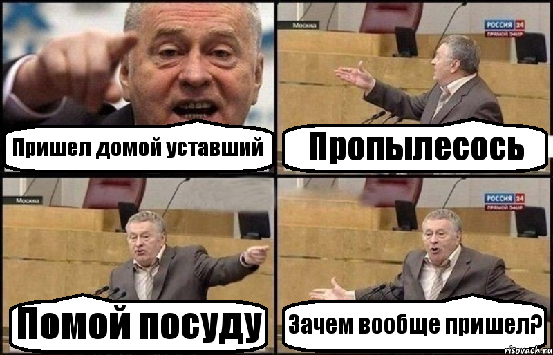 Пришел домой уставший Пропылесось Помой посуду Зачем вообще пришел?, Комикс Жириновский