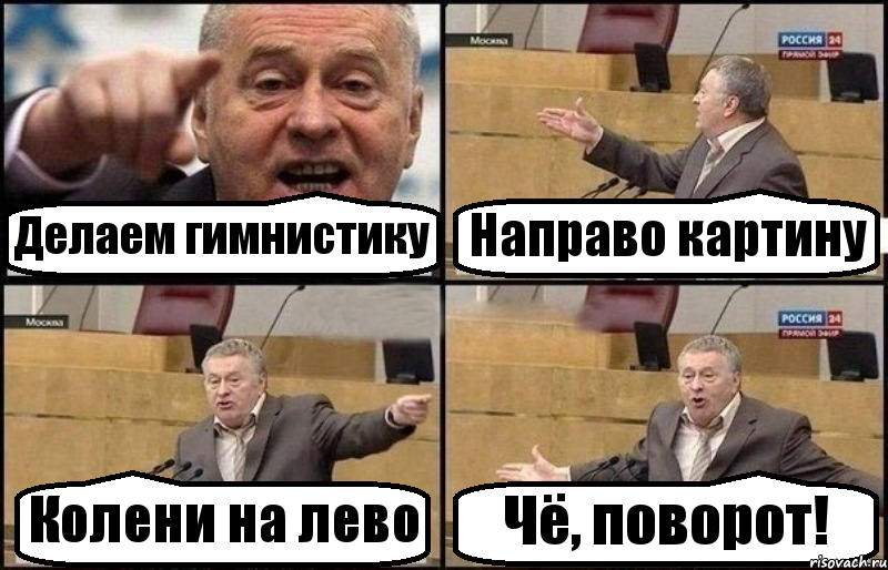 Делаем гимнистику Направо картину Колени на лево Чё, поворот!, Комикс Жириновский