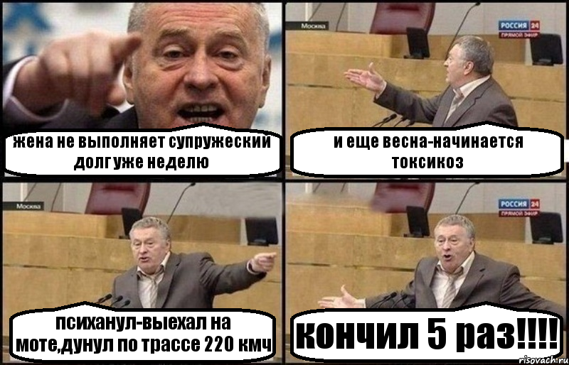 жена не выполняет супружеский долг уже неделю и еще весна-начинается токсикоз психанул-выехал на моте,дунул по трассе 220 кмч кончил 5 раз!!!, Комикс Жириновский