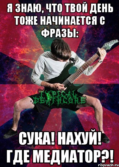 я знаю, что твой день тоже начинается с фразы: сука! нахуй! где медиатор?!