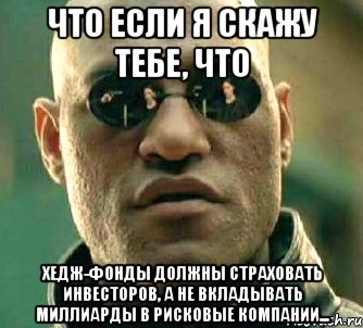 что если я скажу тебе, что хедж-фонды должны страховать инвесторов, а не вкладывать миллиарды в рисковые компании..., Мем  а что если я скажу тебе