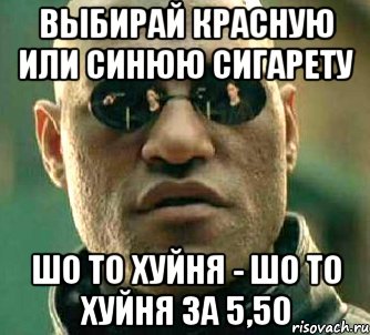 выбирай красную или синюю сигарету шо то хуйня - шо то хуйня за 5,50, Мем  а что если я скажу тебе