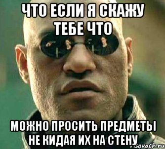 что если я скажу тебе что можно просить предметы не кидая их на стену, Мем  а что если я скажу тебе