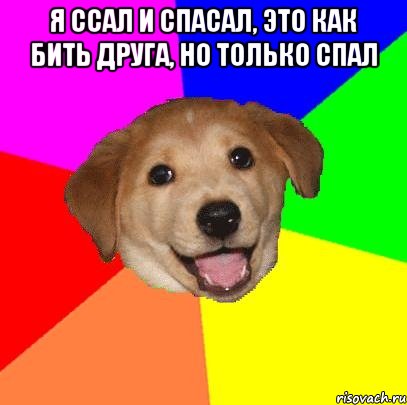 я ссал и спасал, это как бить друга, но только спал , Мем Advice Dog