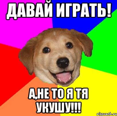 давай играть! а,не то я тя укушу!!!, Мем Advice Dog