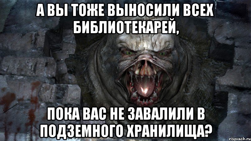 а вы тоже выносили всех библиотекарей, пока вас не завалили в подземного хранилища?, Мем библ