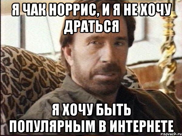 я чак норрис, и я не хочу драться я хочу быть популярным в интернете, Мем чак норрис