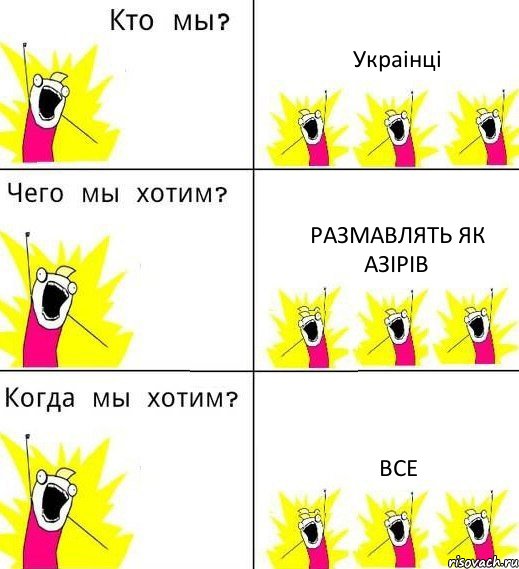 Украінці Размавлять як Азірів Все, Комикс Что мы хотим