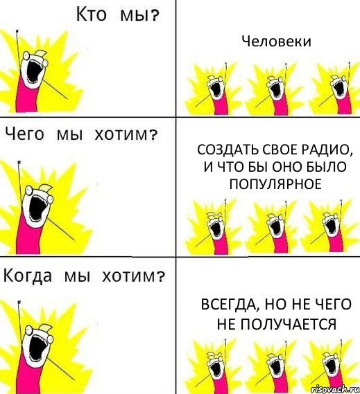 Человеки Создать свое радио, и что бы оно было популярное Всегда, но не чего не получается, Комикс Что мы хотим