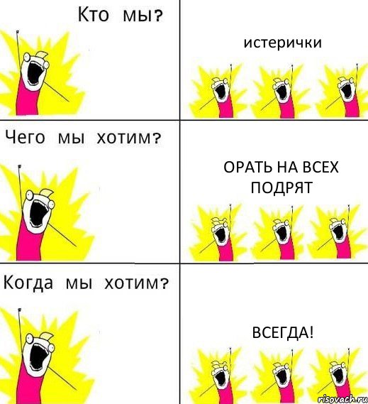 истерички орать на всех подрят всегда!, Комикс Что мы хотим