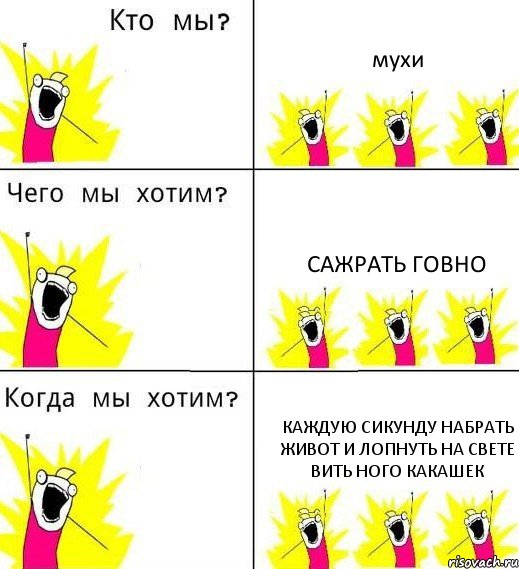 мухи сажрать говно каждую сикунду набрать живот и лопнуть на свете вить ного какашек, Комикс Что мы хотим