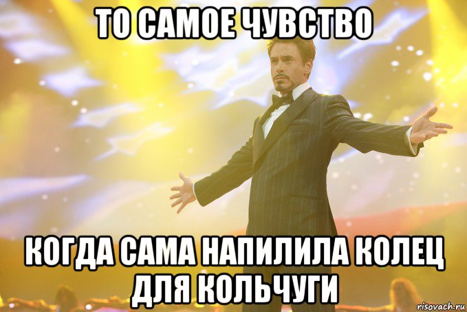 то самое чувство когда сама напилила колец для кольчуги, Мем Тони Старк (Роберт Дауни младший)