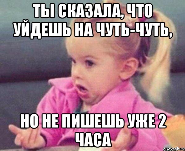 ты сказала, что уйдешь на чуть-чуть, но не пишешь уже 2 часа, Мем  Ты говоришь (девочка возмущается)