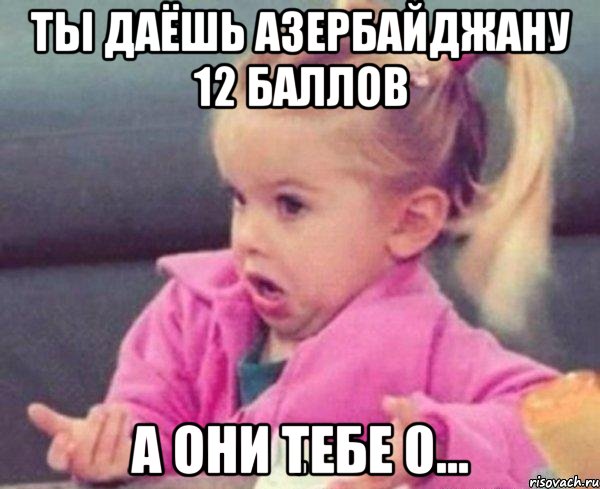 ты даёшь азербайджану 12 баллов а они тебе 0..., Мем  Ты говоришь (девочка возмущается)