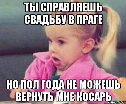 ты справляешь свадьбу в праге но пол года не можешь вернуть мне косарь, Мем  Ты говоришь (девочка возмущается)