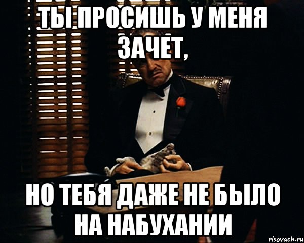 ты просишь у меня зачет, но тебя даже не было на набухании, Мем Дон Вито Корлеоне