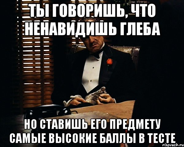 ты говоришь, что ненавидишь глеба но ставишь его предмету самые высокие баллы в тесте, Мем Дон Вито Корлеоне