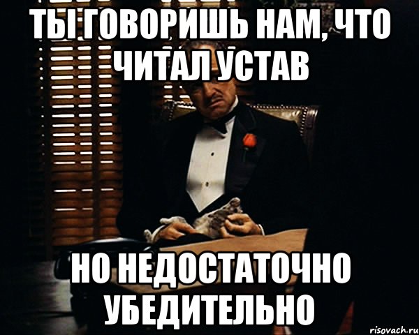 ты говоришь нам, что читал устав но недостаточно убедительно, Мем Дон Вито Корлеоне