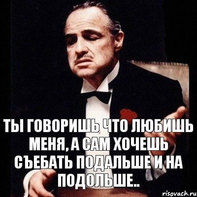 Ты говоришь что любишь меня, а сам хочешь съебать подальше и на подольше..