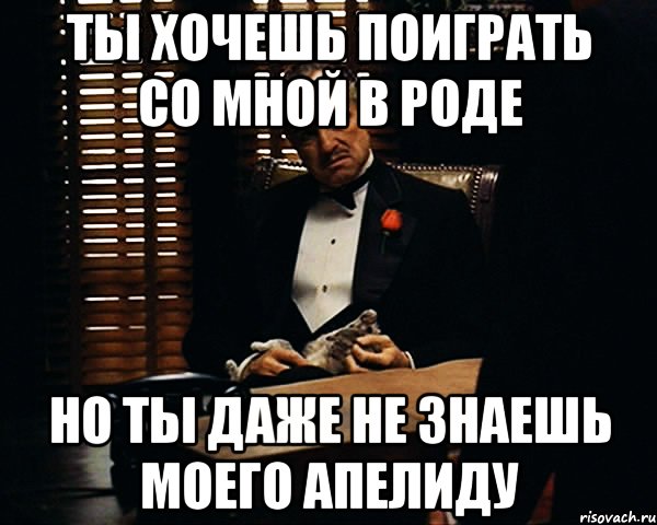 ты хочешь поиграть со мной в роде но ты даже не знаешь моего апелиду, Мем Дон Вито Корлеоне