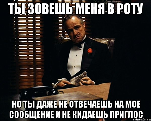 ты зовешь меня в роту но ты даже не отвечаешь на мое сообщение и не кидаешь приглос, Мем Дон Вито Корлеоне