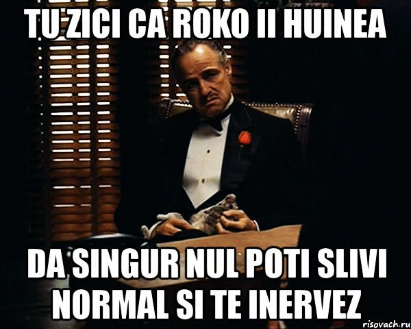 tu zici ca roko ii huinea da singur nul poti slivi normal si te inervez, Мем Дон Вито Корлеоне