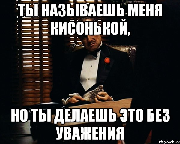 ты называешь меня кисонькой, но ты делаешь это без уважения, Мем Дон Вито Корлеоне