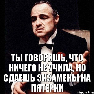 ты говоришь, что ничего не учила, но сдаешь экзамены на пятерки, Комикс Дон Вито Корлеоне 1