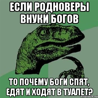 если родноверы внуки богов то почему боги спят, едят и ходят в туалет?, Мем Филосораптор