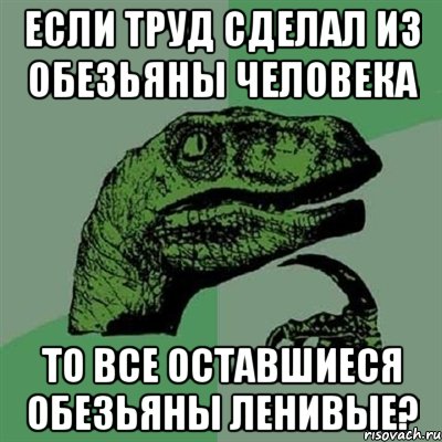 если труд сделал из обезьяны человека то все оставшиеся обезьяны ленивые?, Мем Филосораптор