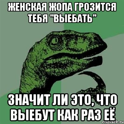 женская жопа грозится тебя "выебать" значит ли это, что выебут как раз её, Мем Филосораптор