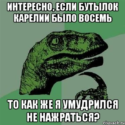 интересно, если бутылок карелии было восемь то как же я умудрился не нажраться?, Мем Филосораптор