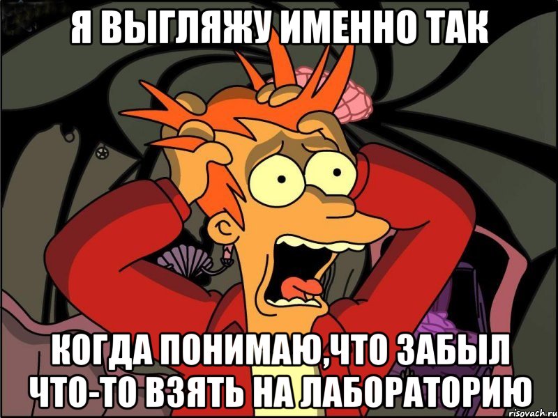 я выгляжу именно так когда понимаю,что забыл что-то взять на лабораторию, Мем Фрай в панике