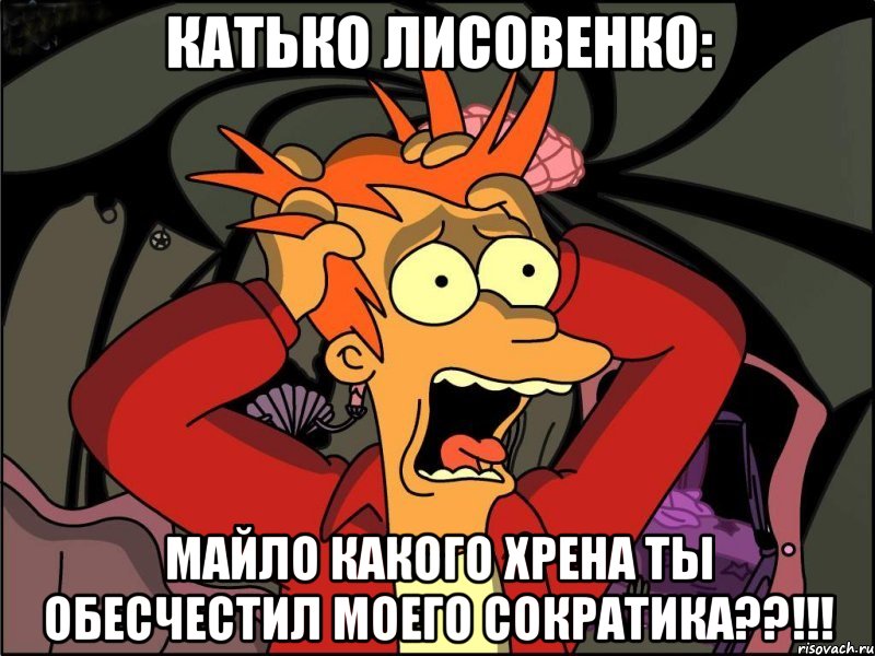 катько лисовенко: майло какого хрена ты обесчестил моего сократика??!!!, Мем Фрай в панике