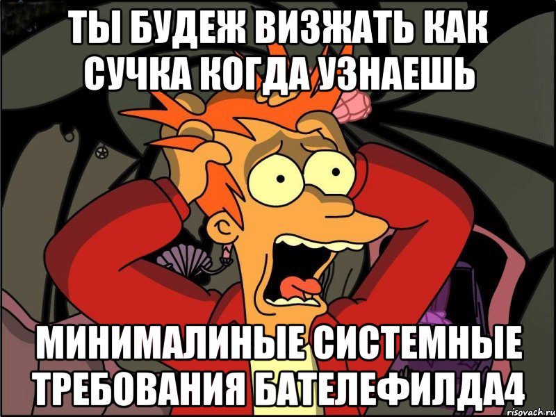 ты будеж визжать как сучка когда узнаешь минималиные системные требования бателефилда4, Мем Фрай в панике