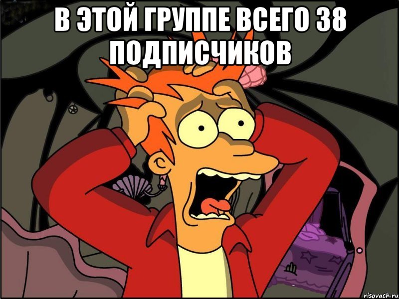 в этой группе всего 38 подписчиков , Мем Фрай в панике