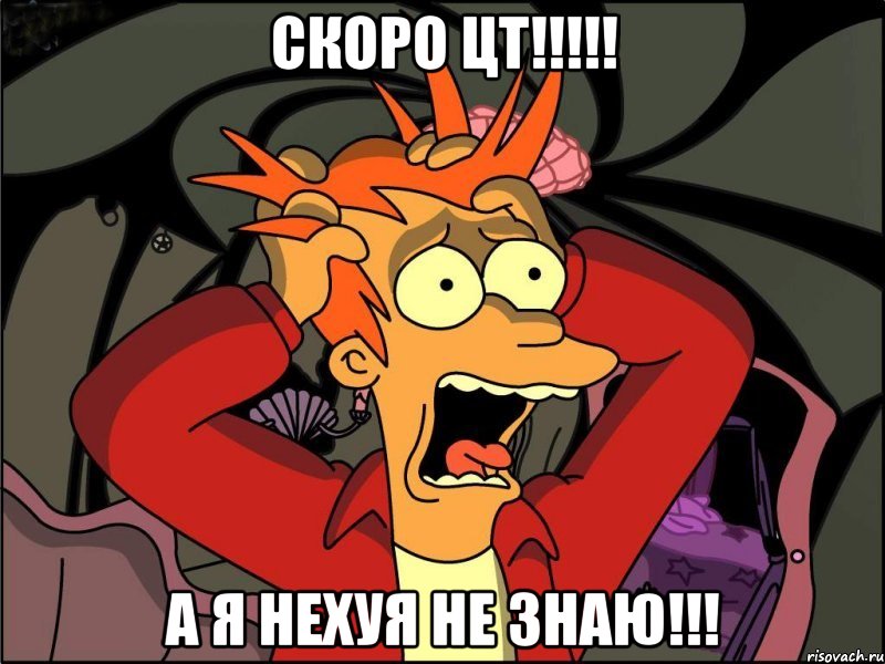 скоро цт!!! а я нехуя не знаю!!!, Мем Фрай в панике