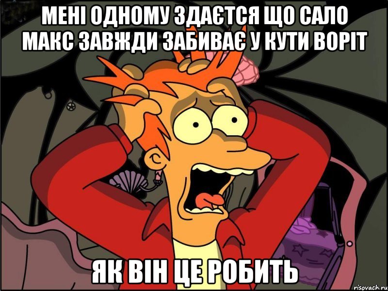 мені одному здаєтся що сало макс завжди забиває у кути воріт як він це робить, Мем Фрай в панике