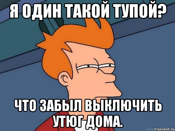 я один такой тупой? что забыл выключить утюг дома., Мем  Фрай (мне кажется или)