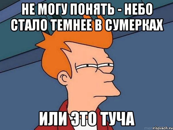 не могу понять - небо стало темнее в сумерках или это туча, Мем  Фрай (мне кажется или)