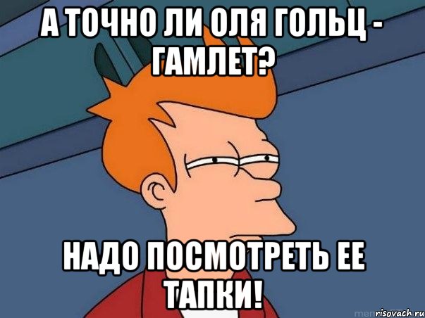 а точно ли оля гольц - гамлет? надо посмотреть ее тапки!, Мем  Фрай (мне кажется или)