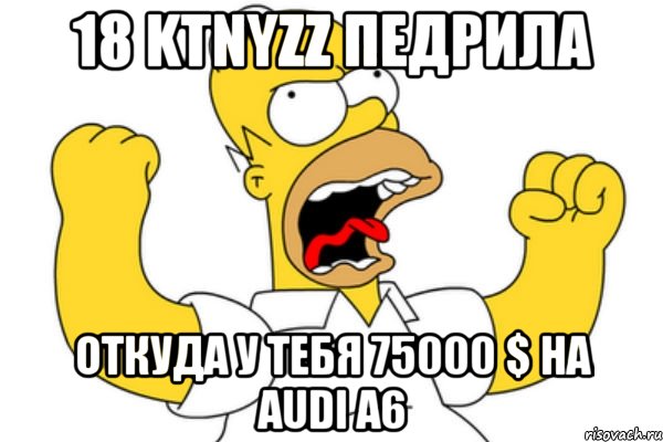 18 ktnyzz педрила откуда у тебя 75000 $ на audi a6, Мем Разъяренный Гомер