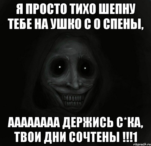 я просто тихо шепну тебе на ушко с о спены, аааааааа держись с*ка, твои дни сочтены !!!1, Мем Ночной гость