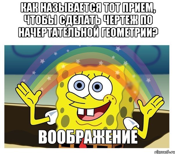 как называется тот прием, чтобы сделать чертеж по начертательной геометрии? , Комикс Воображение (Спанч Боб)