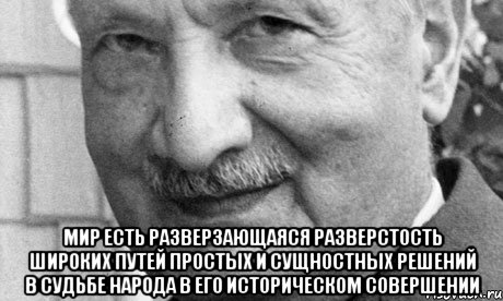  мир есть разверзающаяся разверстость широких путей простых и сущностных решений в судьбе народа в его историческом совершении, Мем Хайдеггер