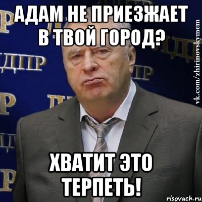 адам не приезжает в твой город? хватит это терпеть!, Мем Хватит это терпеть (Жириновский)