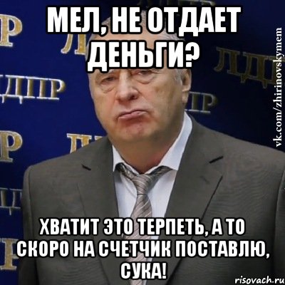 мел, не отдает деньги? хватит это терпеть, а то скоро на счетчик поставлю, сука!, Мем Хватит это терпеть (Жириновский)