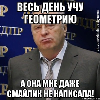 весь день учу геометрию а она мне даже смайлик не написала!, Мем Хватит это терпеть (Жириновский)