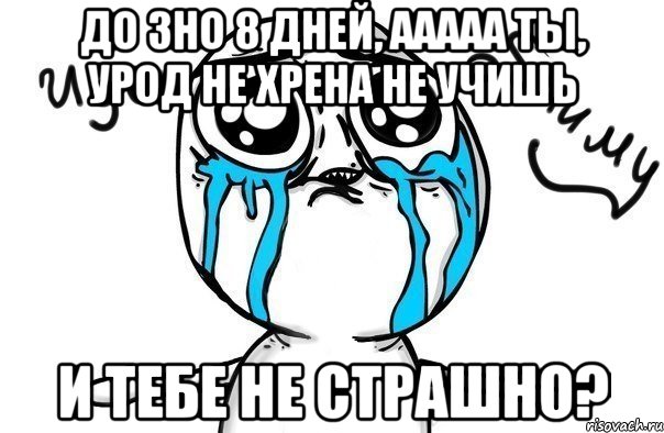 до зно 8 дней, ааааа ты, урод не хрена не учишь и тебе не страшно?, Мем Иди обниму