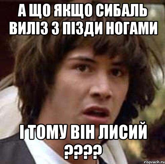 а що якщо сибаль виліз з пізди ногами і тому він лисий ???, Мем А что если (Киану Ривз)